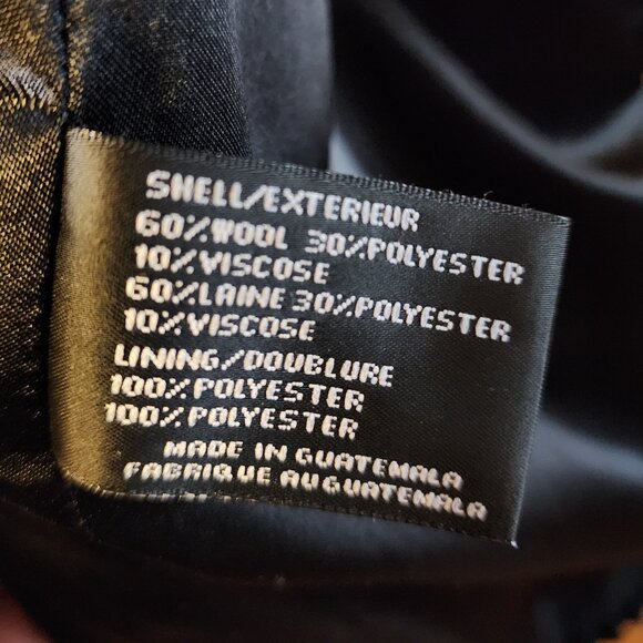 Women's Size 12 DKNY Black Wool Blend Ruffle Trim Overcoat - Picture 8 of 9